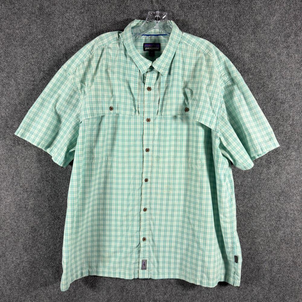 Patagonia Island Hopper II Shirt Mens 3XL Mint Plaid Fishing Outdoor Fly 52136